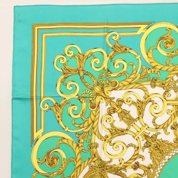 HERMES Carre 90 Scarf ""LES TUILERIE"" Silk Green Auth - Picture 2 of 14